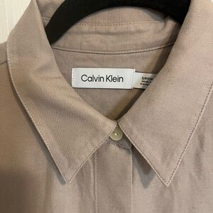 Calvin Klein Men's Taupe Button-Down Shirt